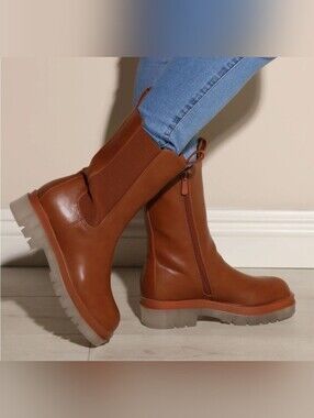 Go Better-2 Women's Flat Ankle Boots Brown Size 8.5 Side Zip Casual Boot
